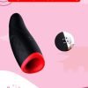 10-Mode Vibration USB Rechargeable Black and Red Masturbator Cup