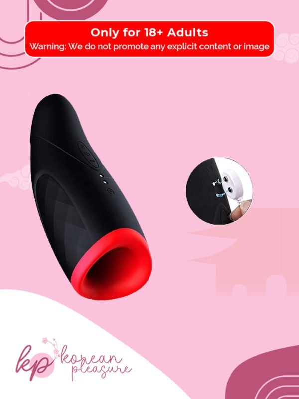 10-Mode Vibration USB Rechargeable Black and Red Masturbator Cup
