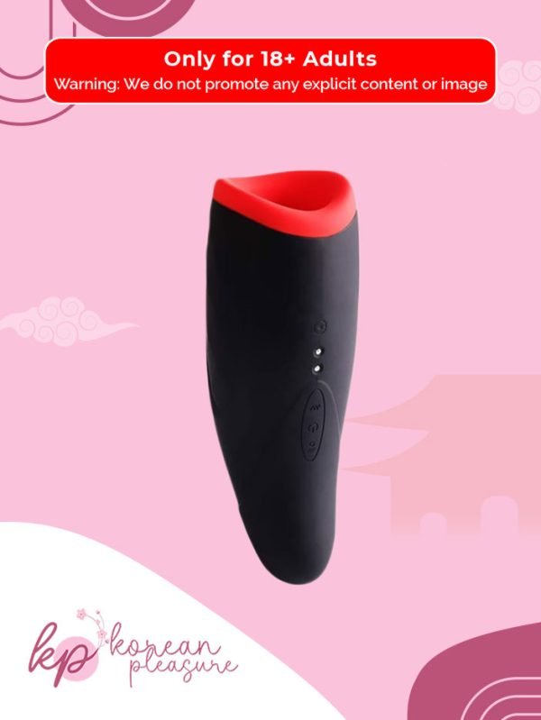 10-Mode Vibration USB Rechargeable Black and Red Masturbator Cup